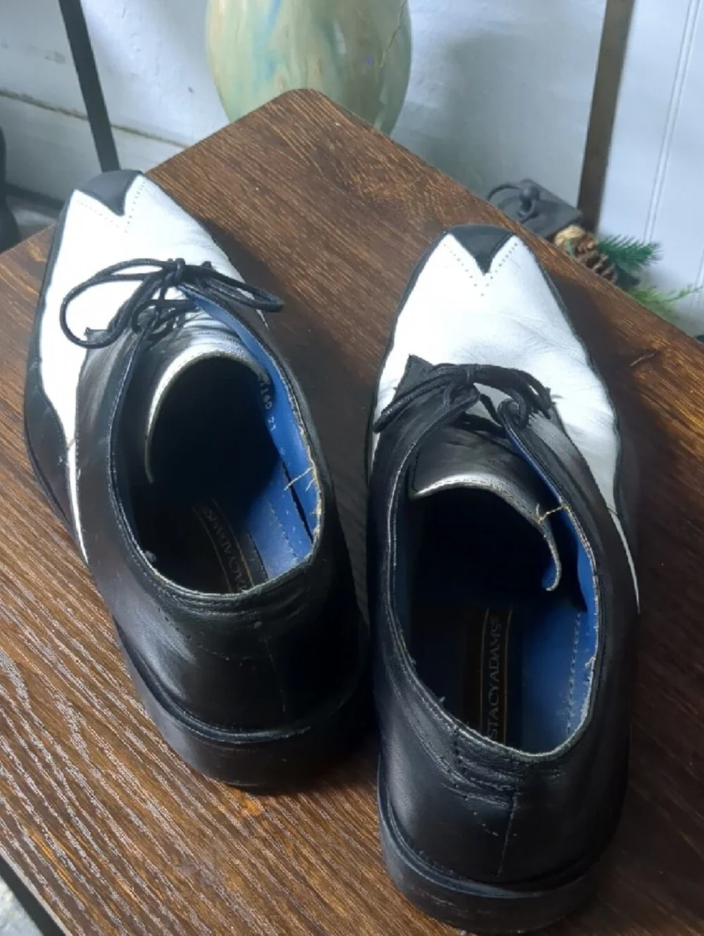 Stacy Adams Men's 9 M Black White Two Tone Leather Spectator Oxford Shoes 21340